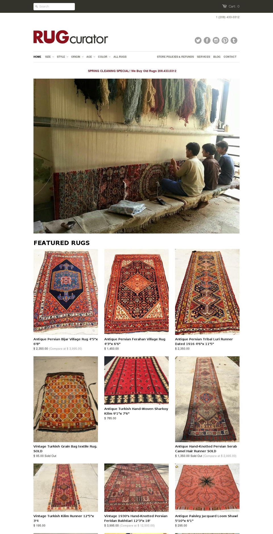 rugcurator.com shopify website screenshot