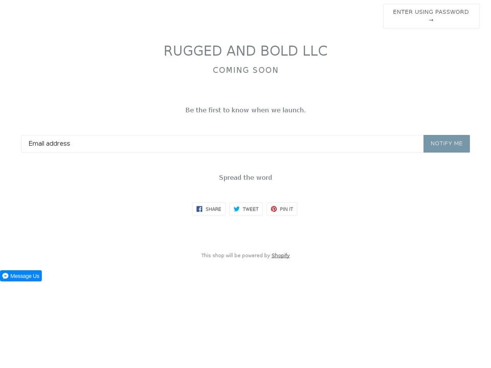 ruggedandboldllc.com — Shopify storefront screenshot