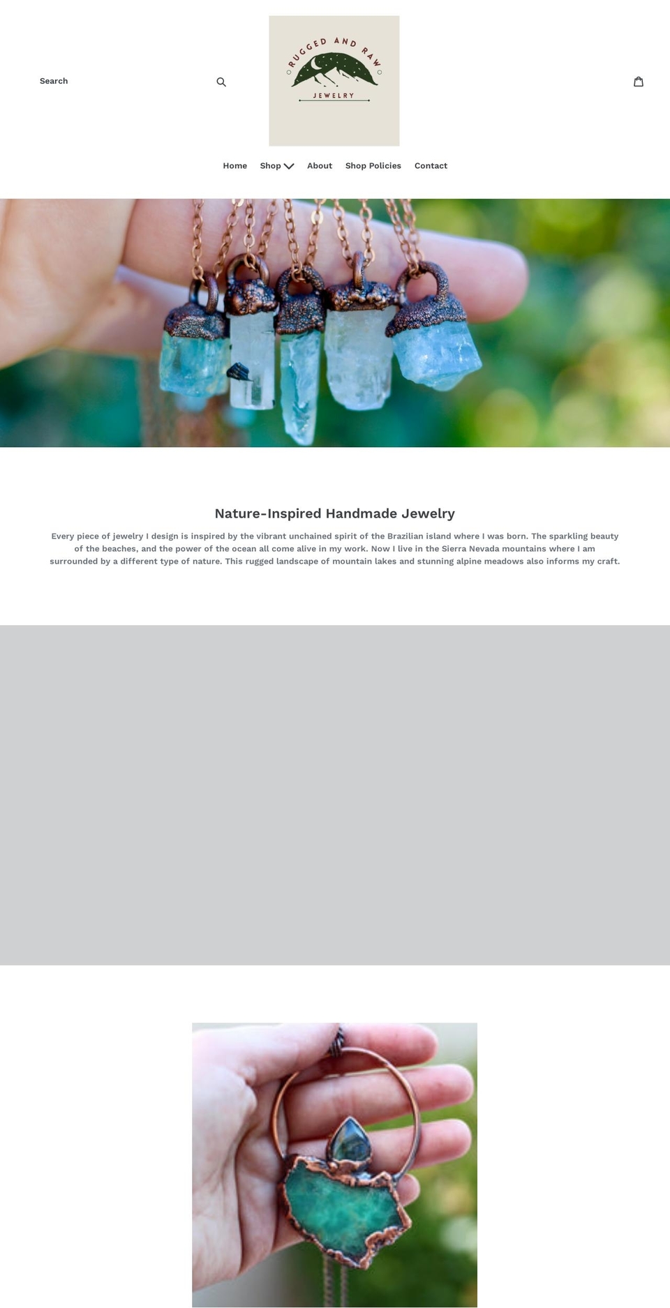 ruggedandrawjewelry.com shopify website screenshot