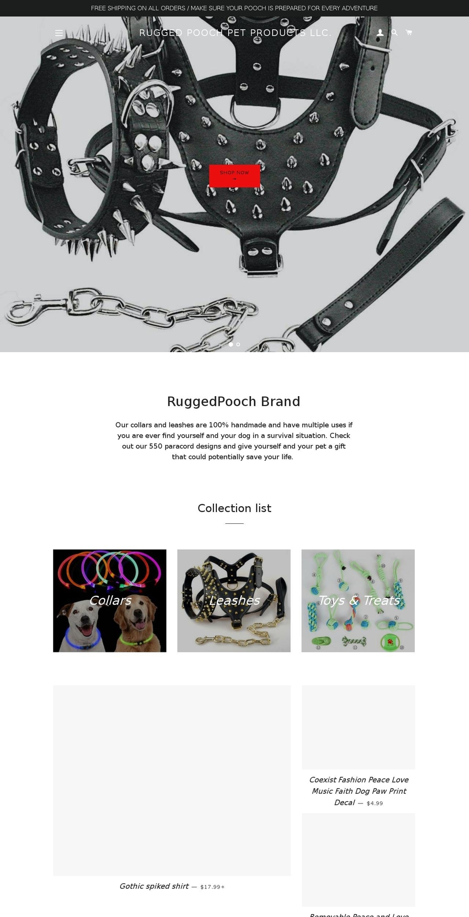 ruggedpooch.com — Shopify storefront screenshot