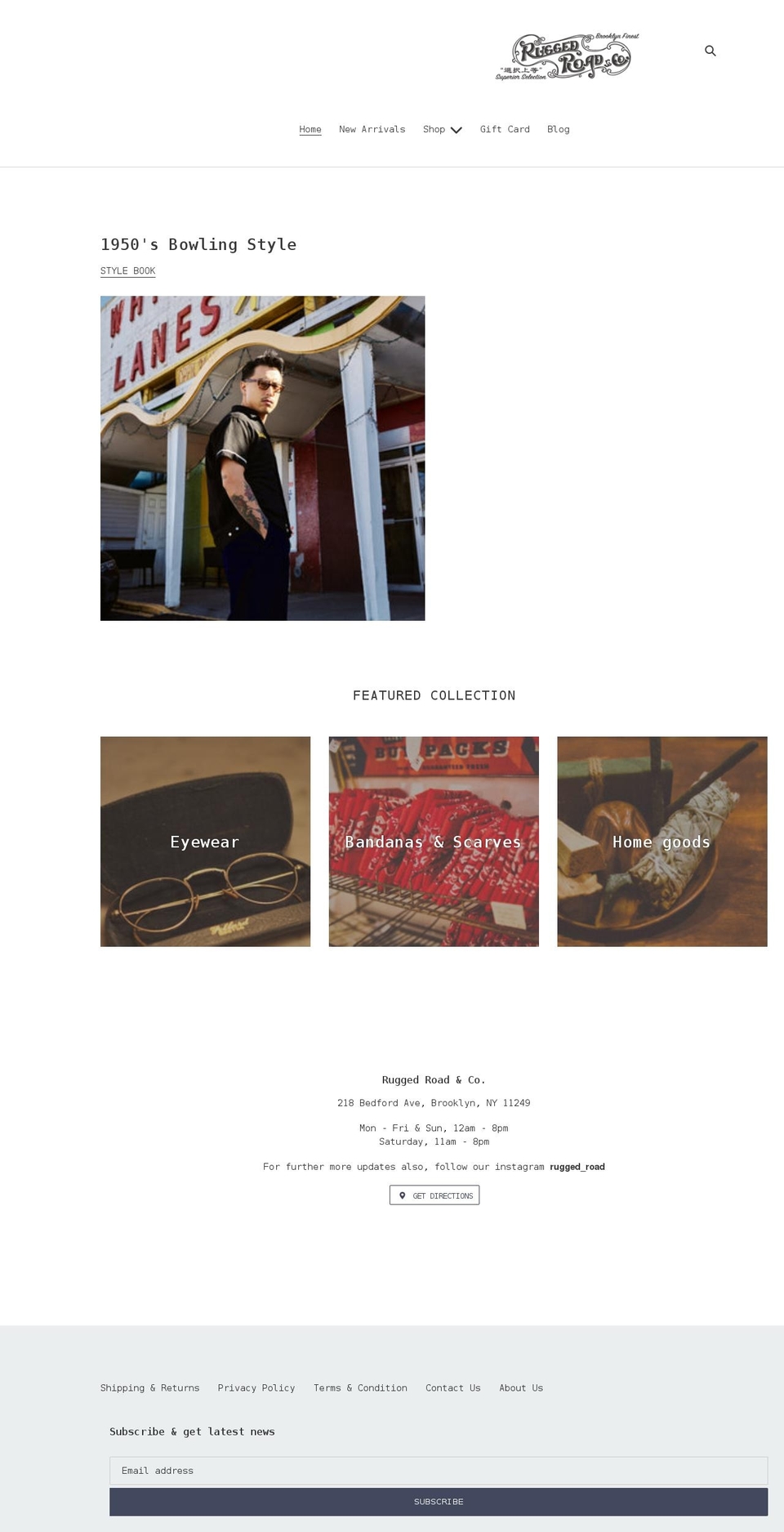ruggedroad-bklyn.com shopify website screenshot