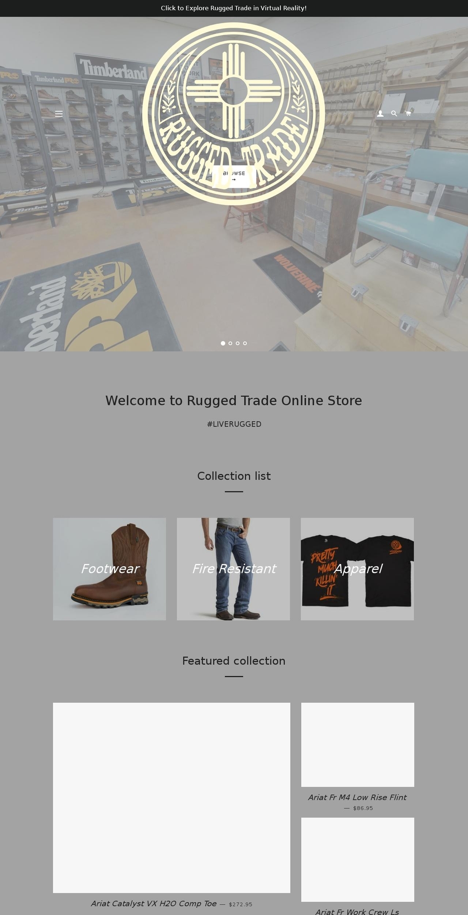 Avenue Shopify theme site example ruggedtrade.com