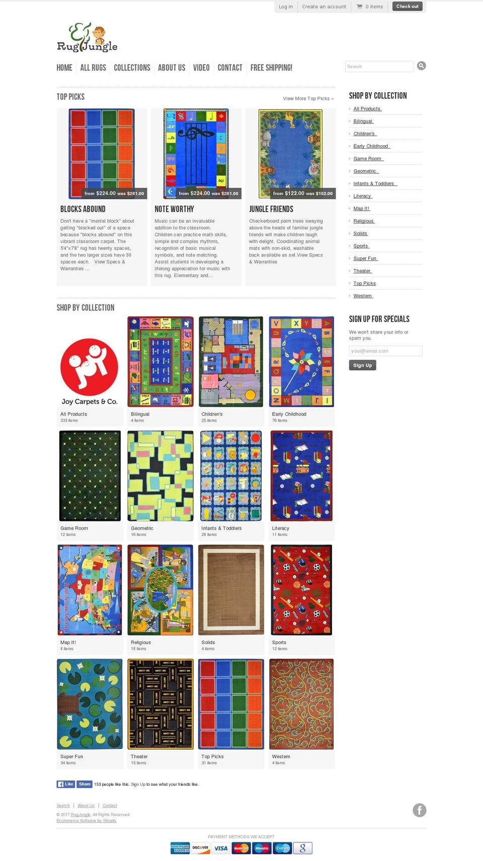 rugjungle.com shopify website screenshot