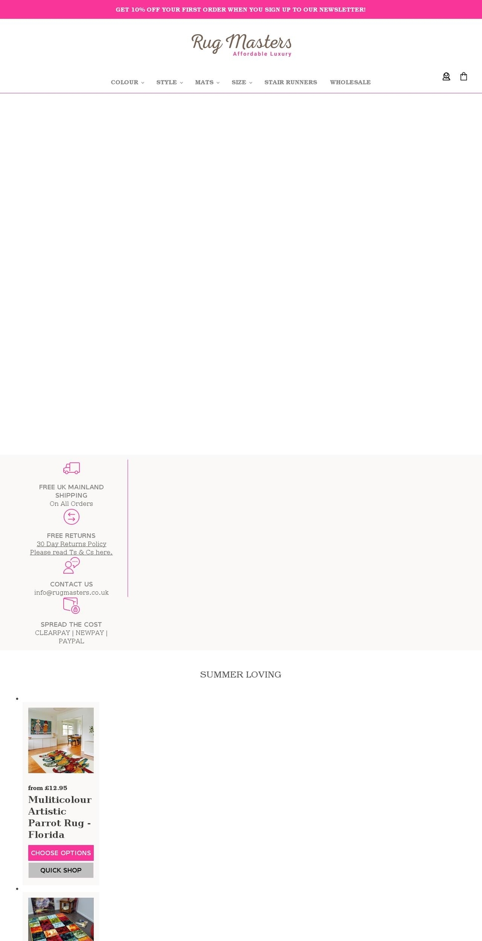 rugmasters.co.uk shopify website screenshot