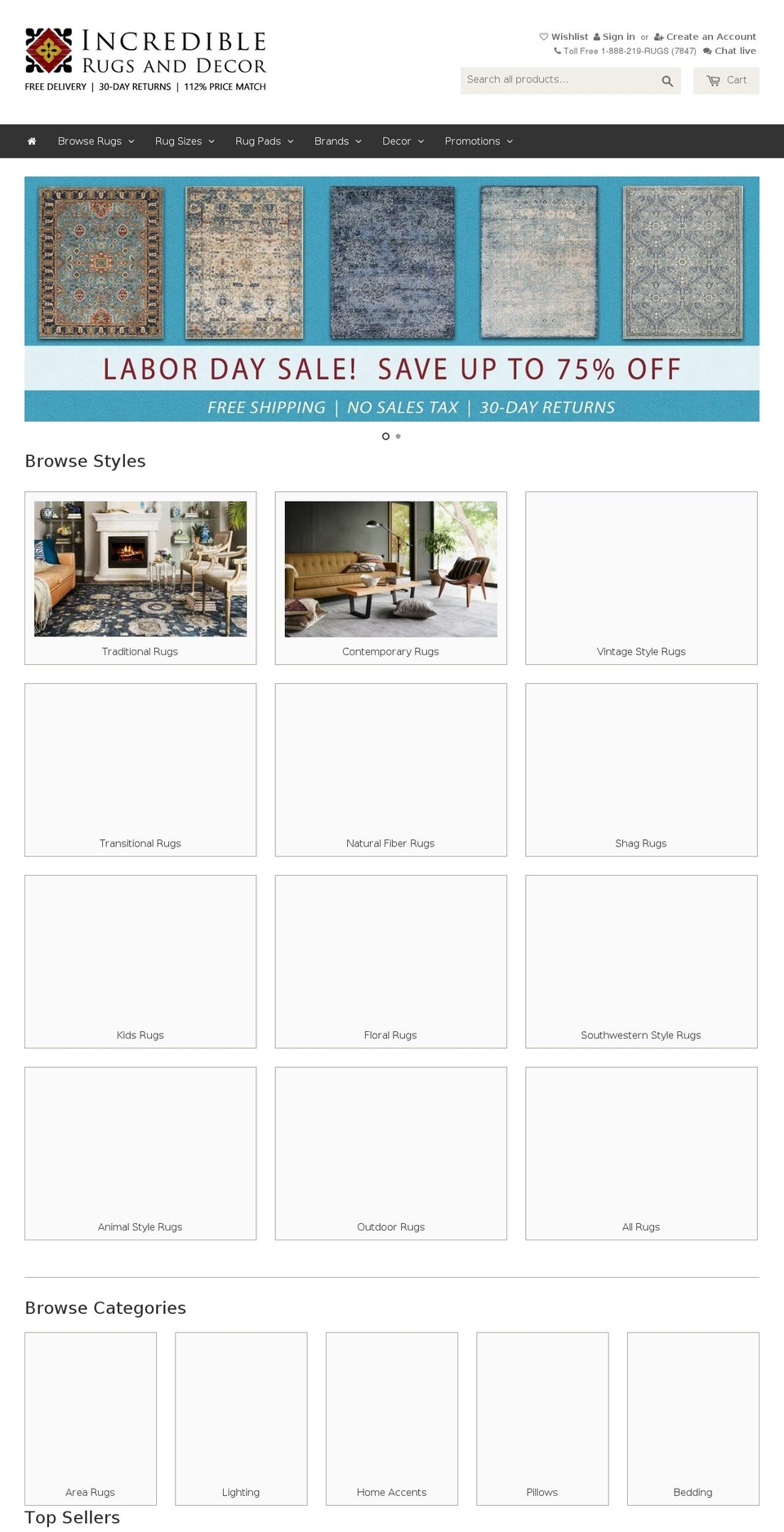 Endless Search Results Shopify theme site example rugs-and-decor.com