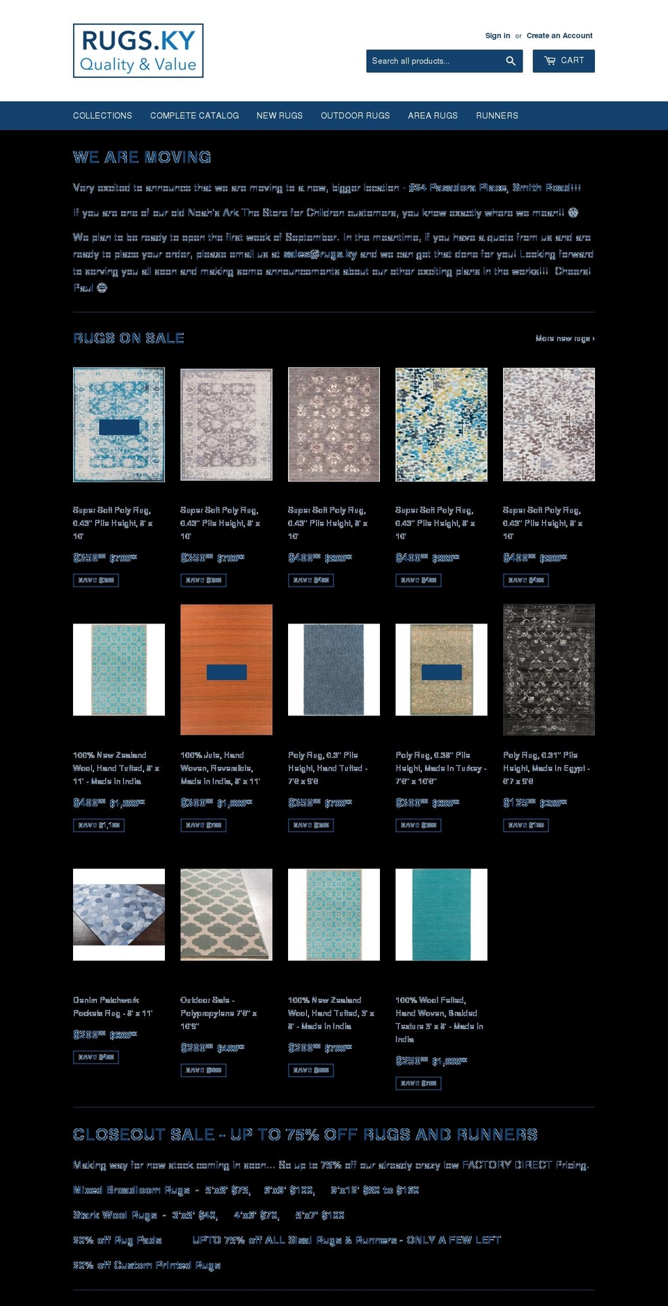rugs.ky shopify website screenshot