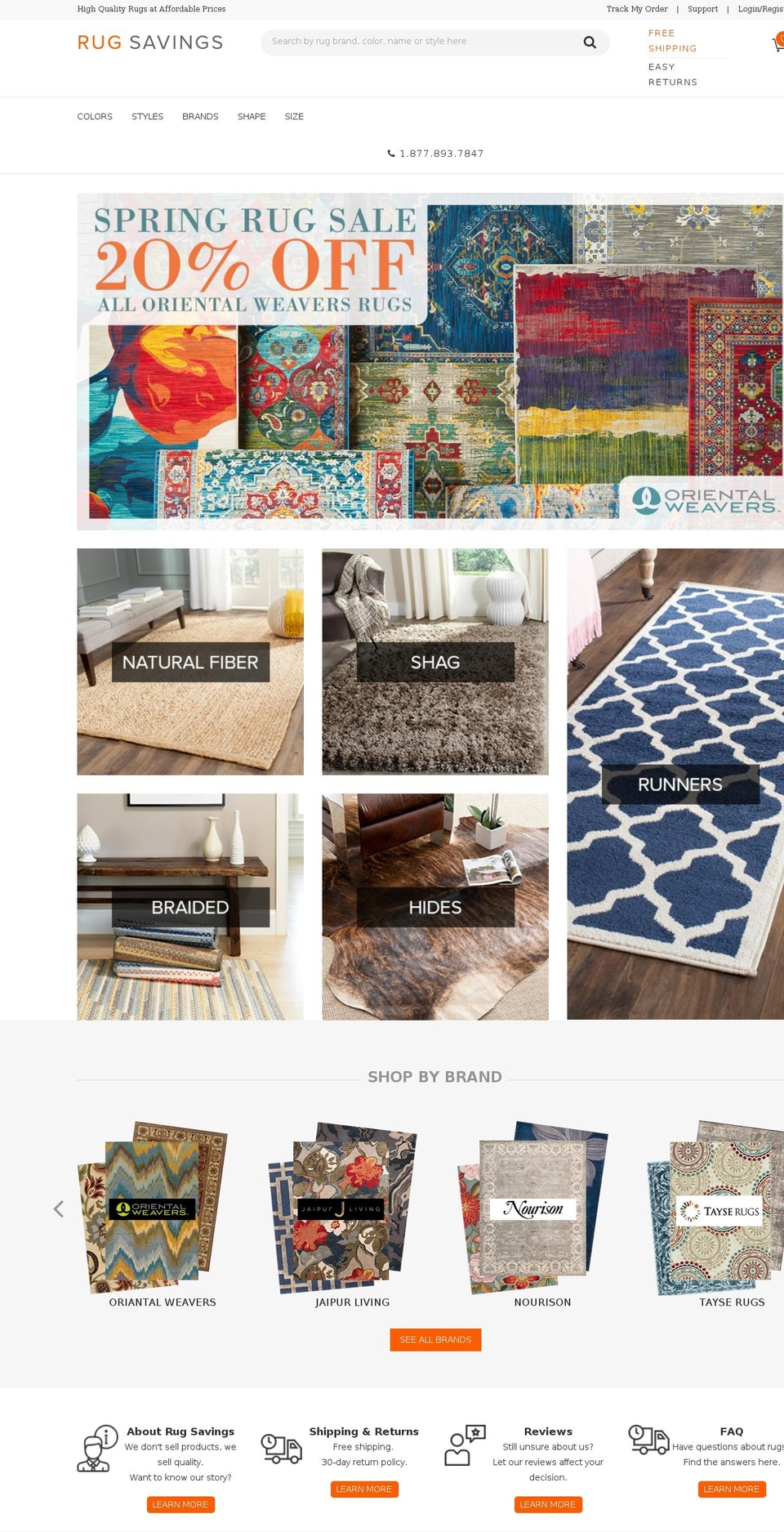 rugsavings.com shopify website screenshot