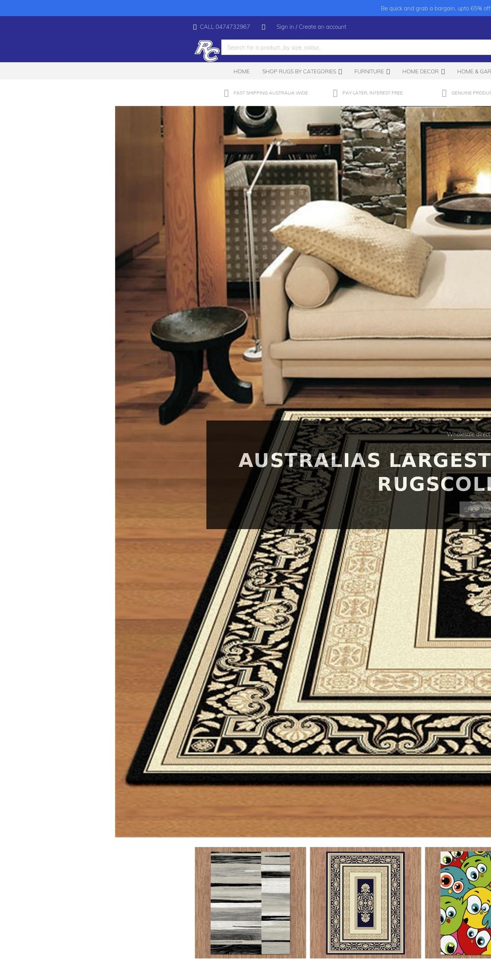 rugscollection.com.au shopify website screenshot