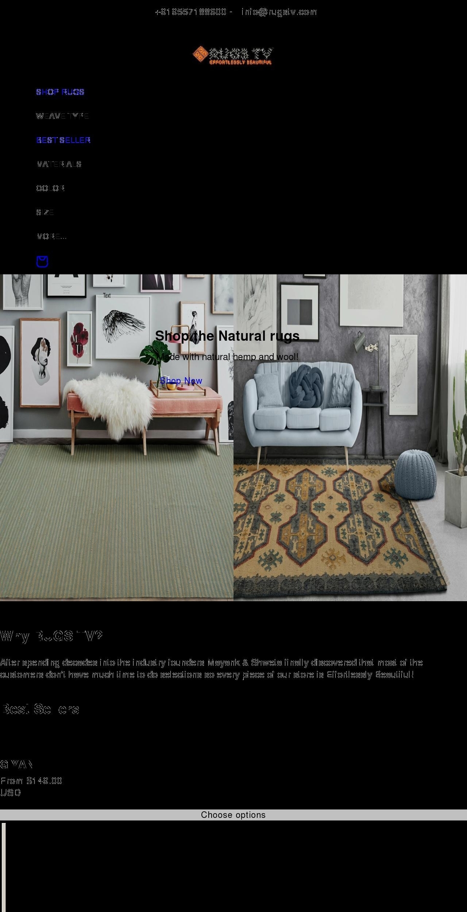 rugstv.com shopify website screenshot