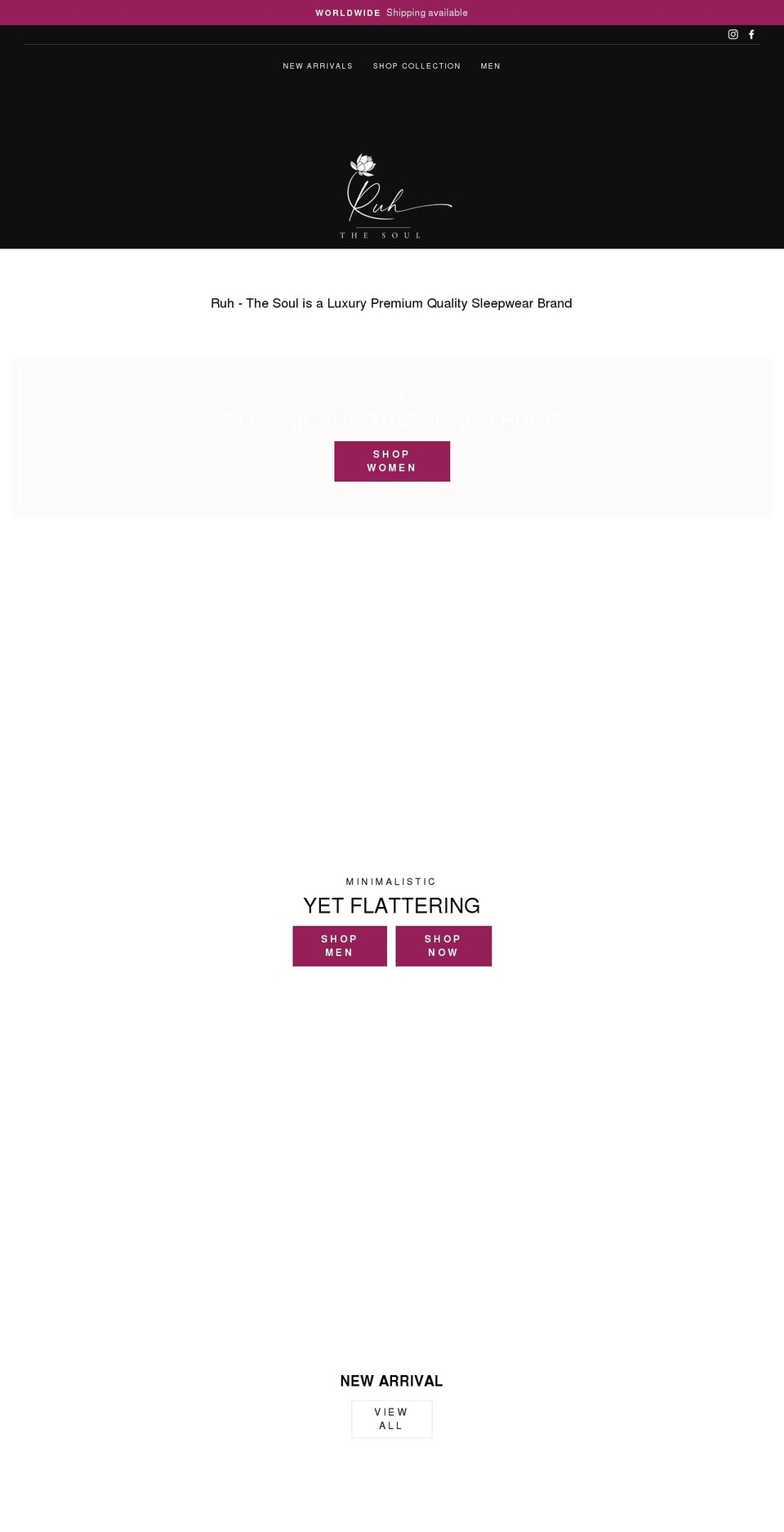 ruh-thesoul.com shopify website screenshot