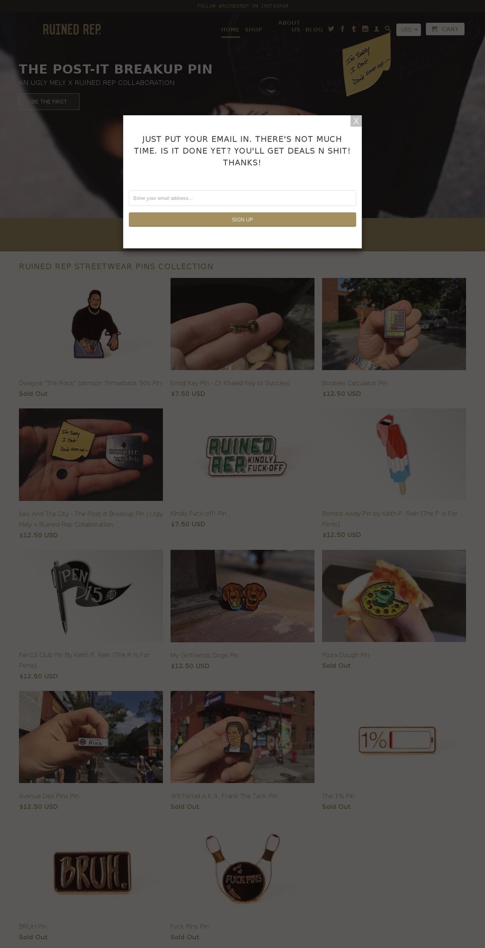 ruined-rep.com shopify website screenshot
