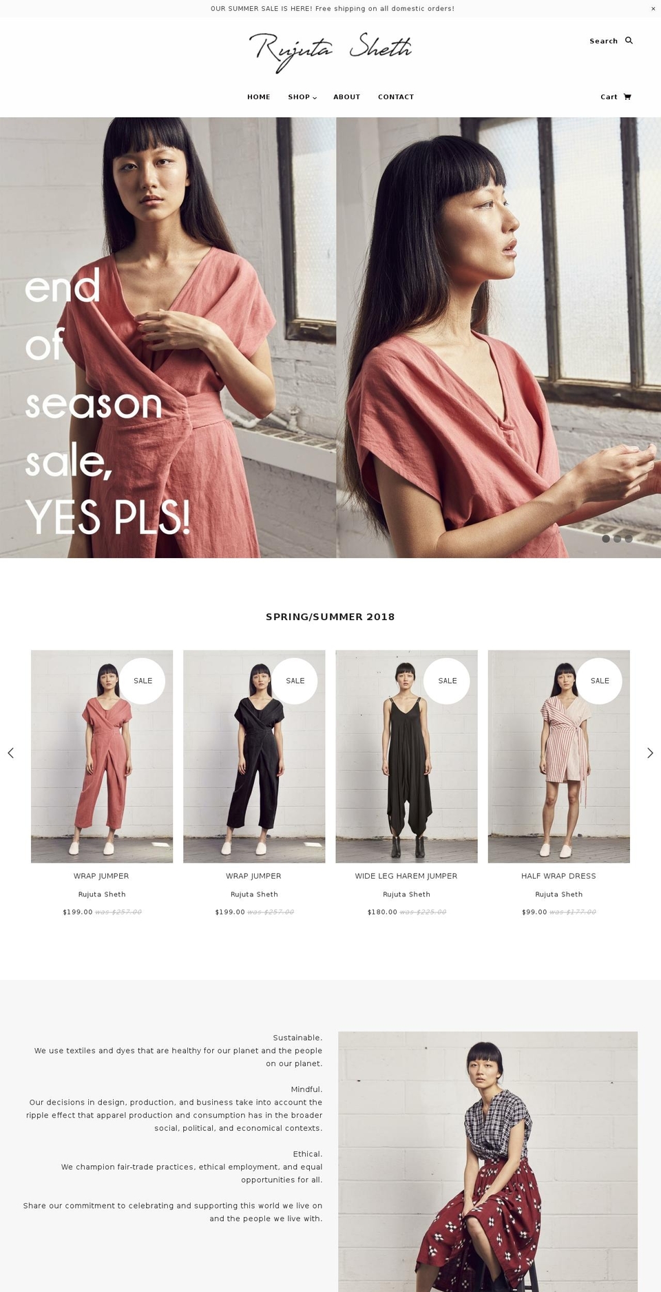 rujutasheth.com shopify website screenshot