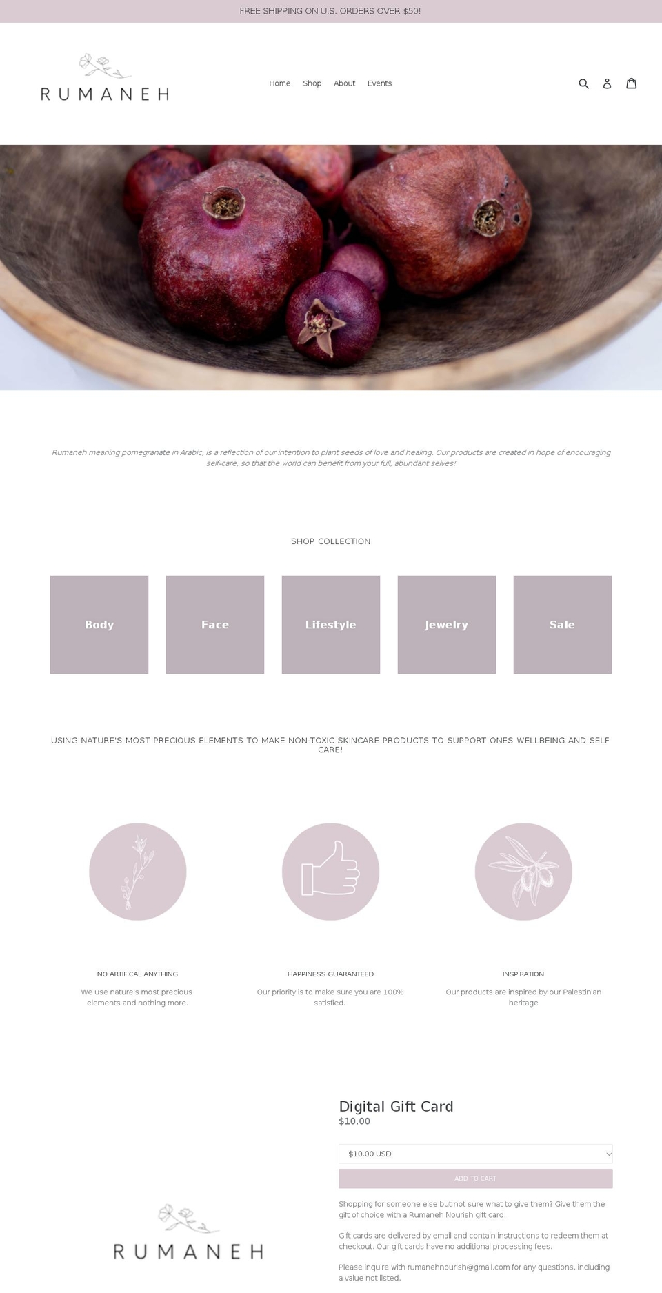 rumanehnourish.com shopify website screenshot