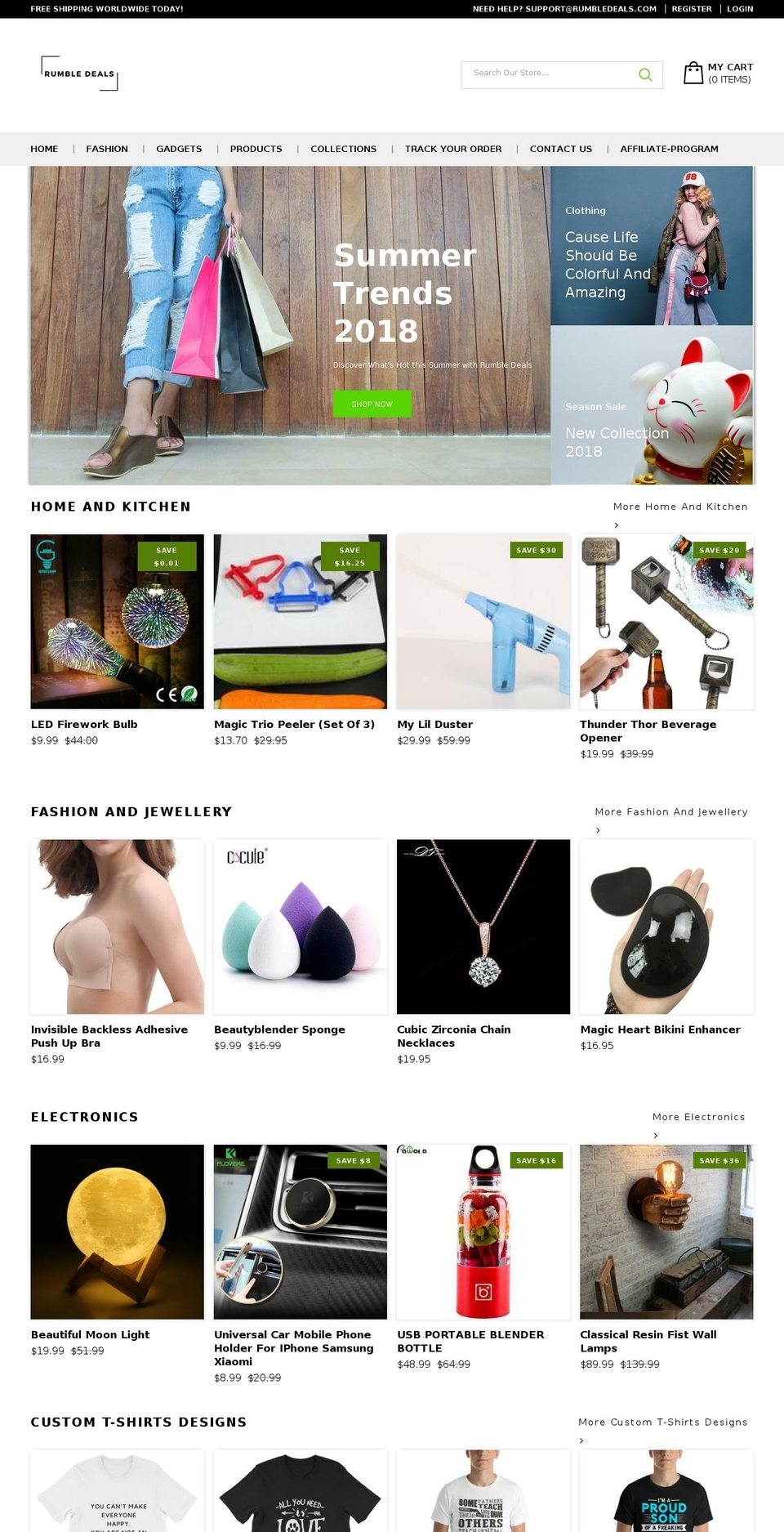 Drop Shopify theme site example rumbledeals.com