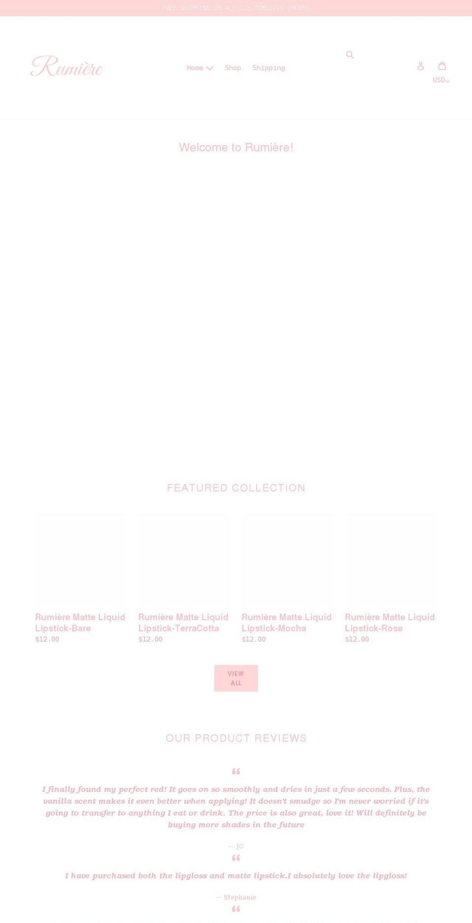 rumiereofficial.com shopify website screenshot
