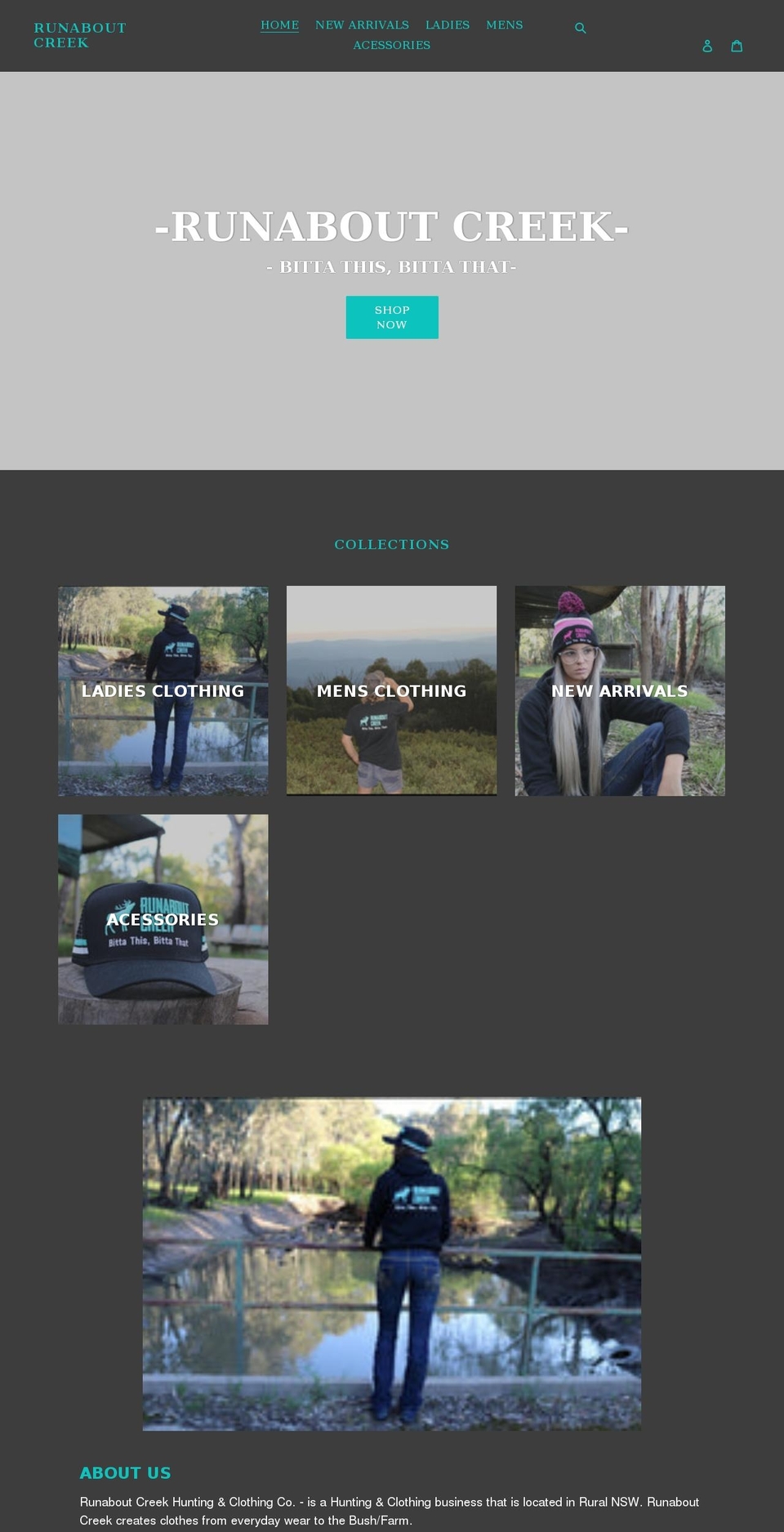 runaboutcreek.com shopify website screenshot