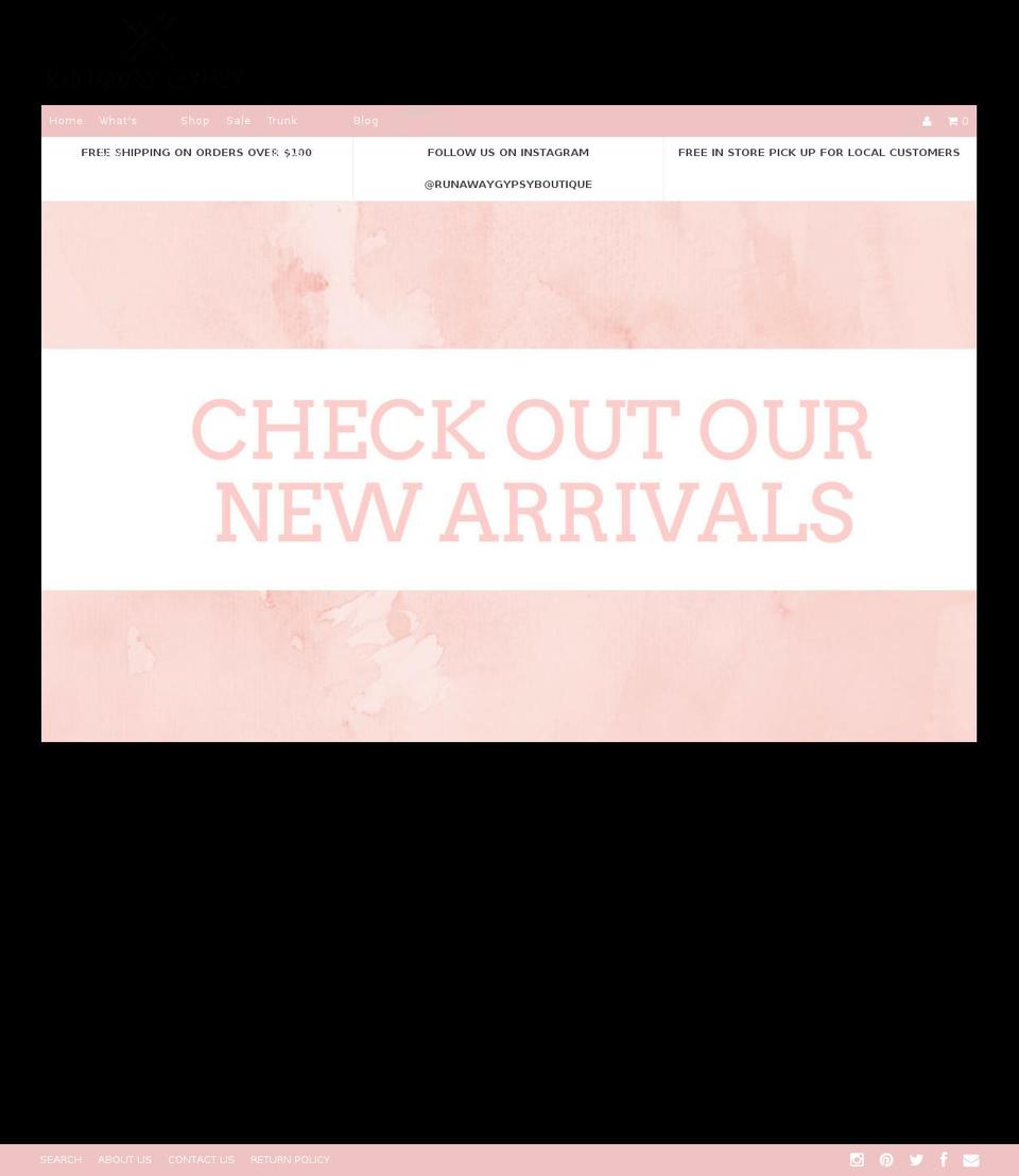 runawaygypsy.com shopify website screenshot