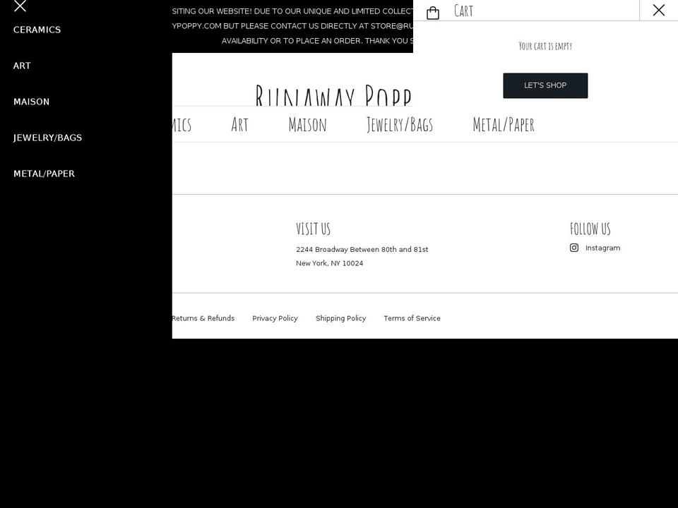 runawaypoppy.com shopify website screenshot