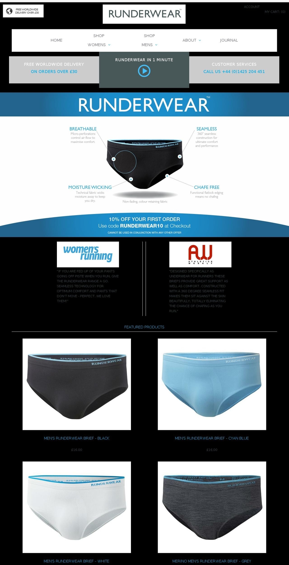 runderwear.co.uk shopify website screenshot