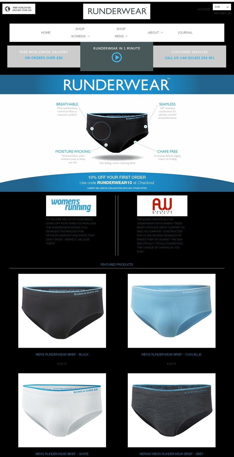 runderwear.com shopify website screenshot