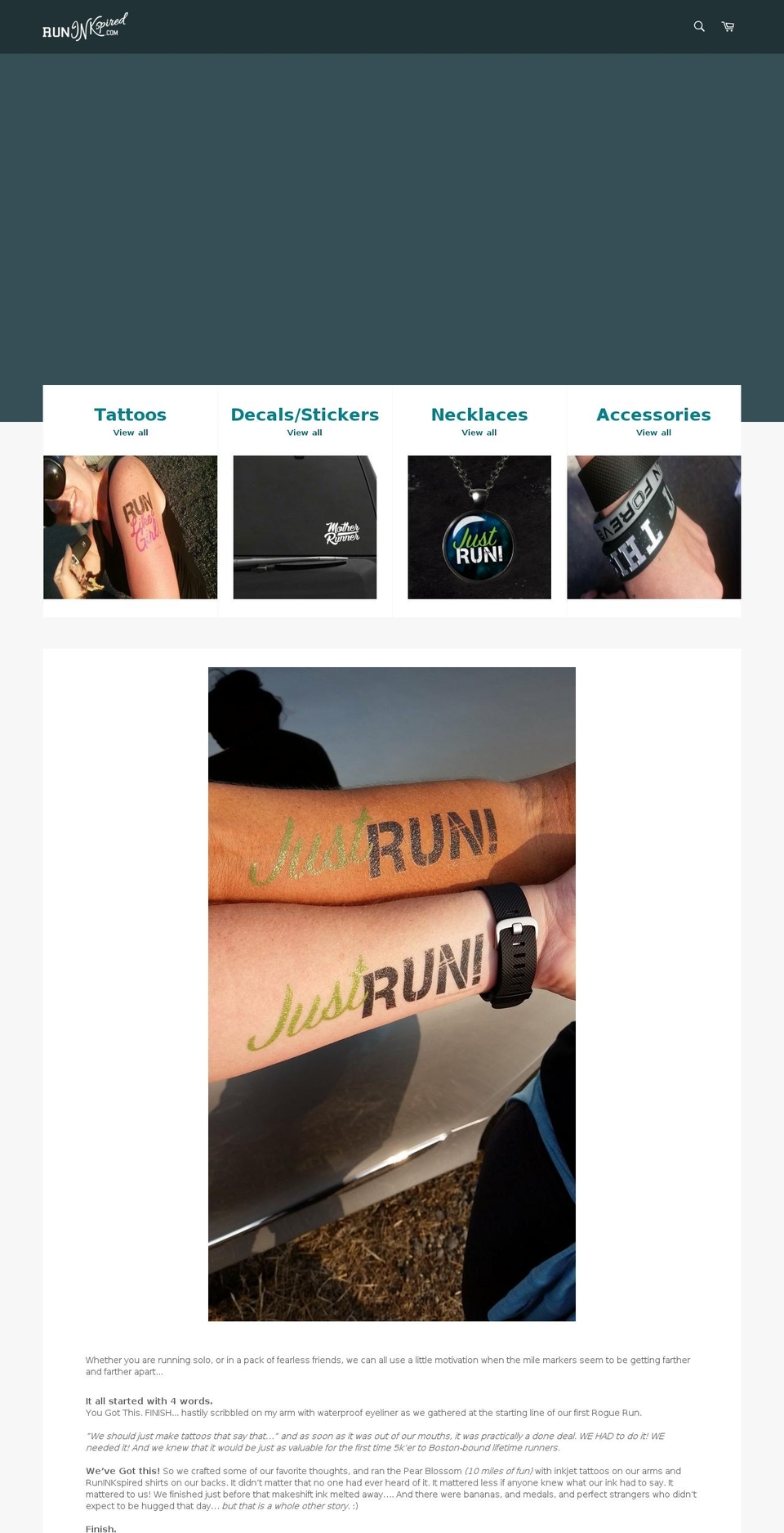 runinktattoos.com — Shopify storefront screenshot