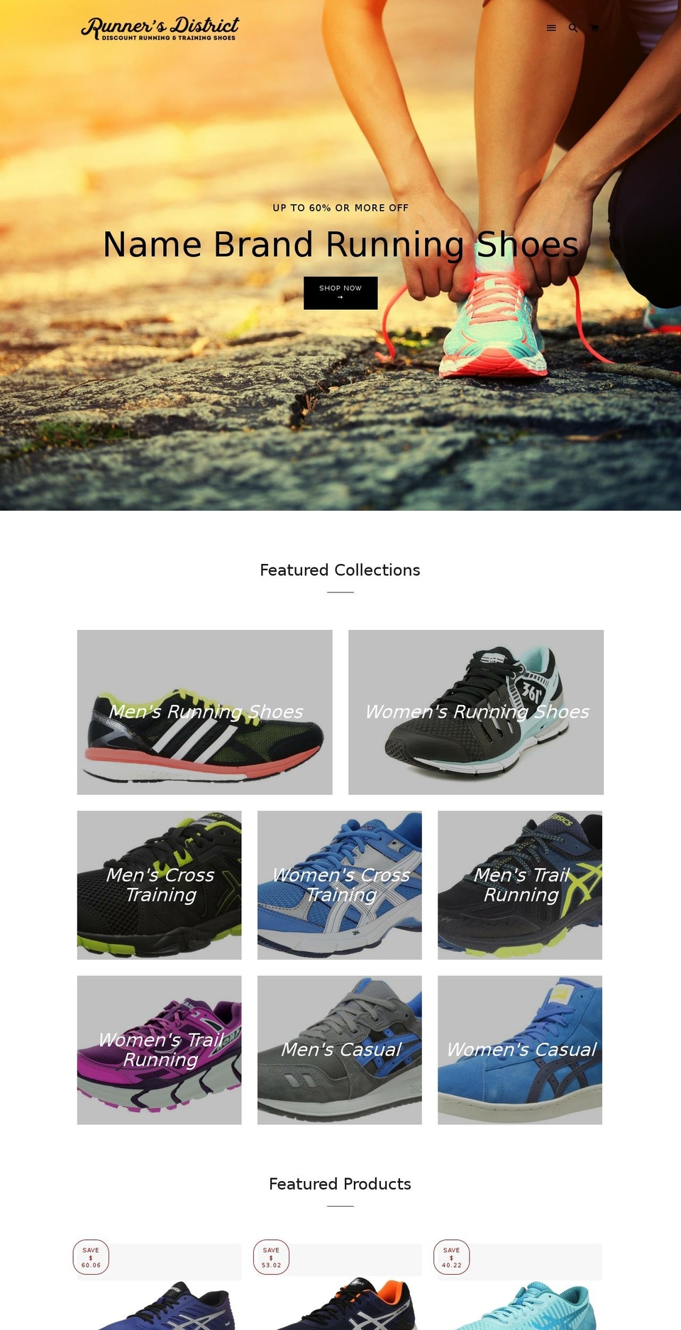 runnersdistrict.com shopify website screenshot