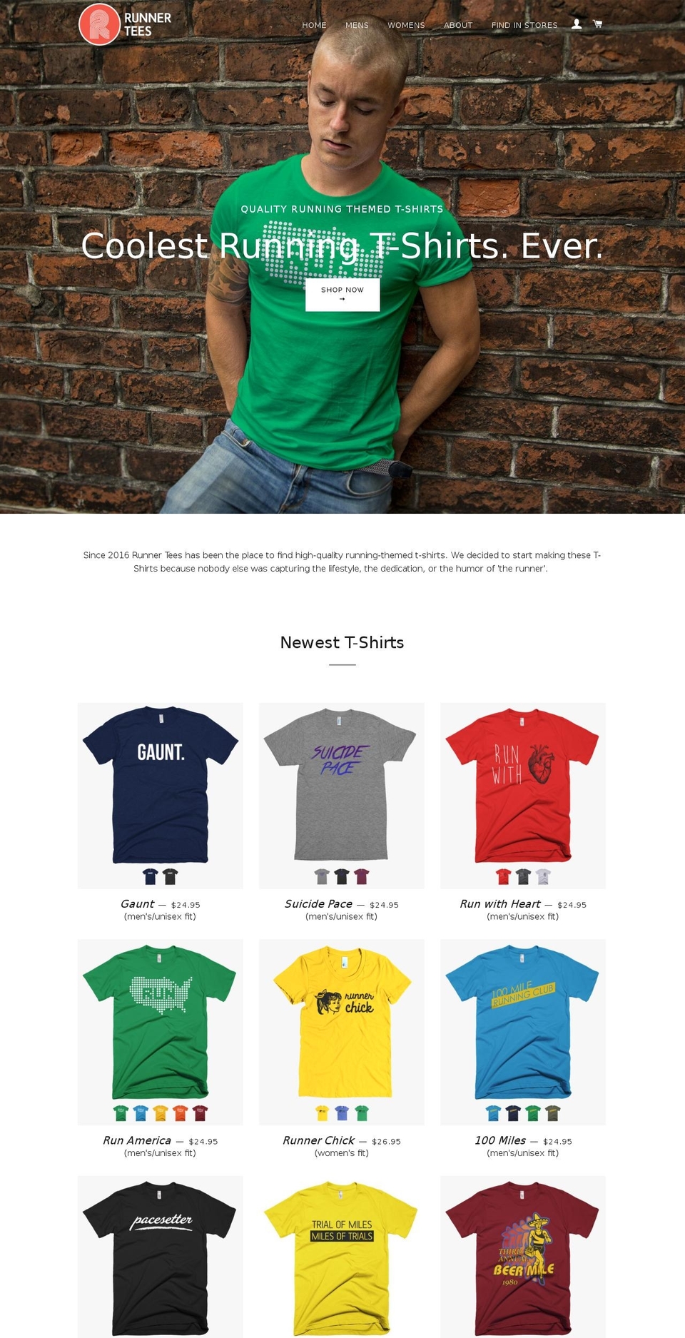 runnertees.com shopify website screenshot