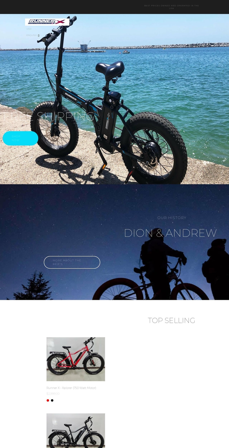 runnerxebikes.com shopify website screenshot