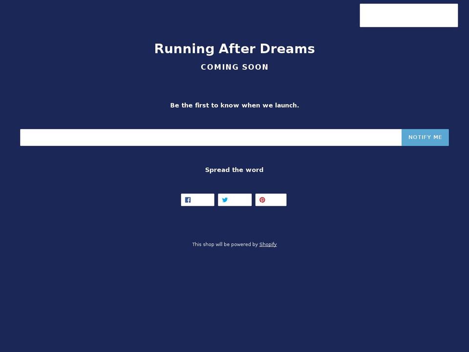 runningafterdreams.com — Shopify storefront screenshot