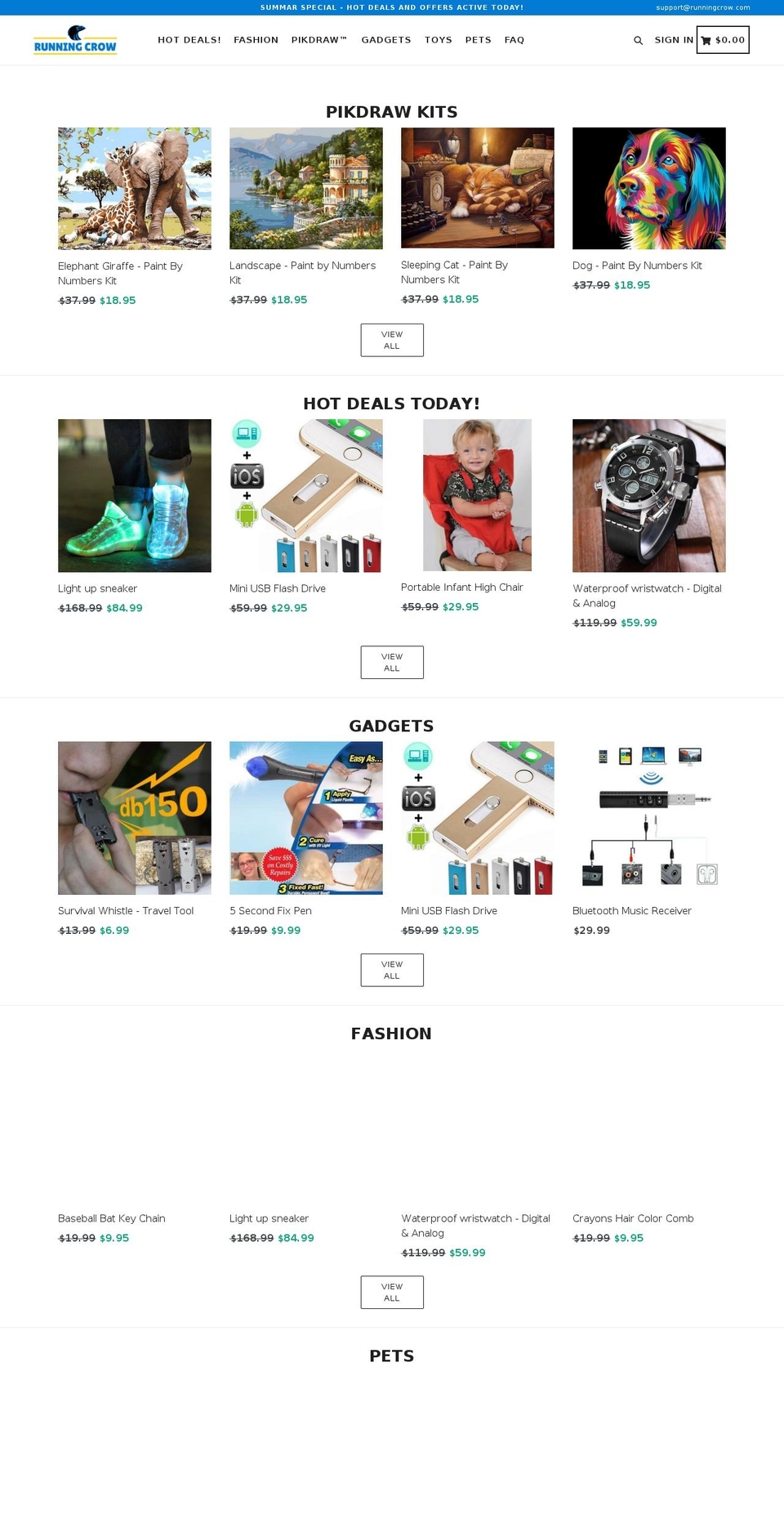 runningcrow.com — Shopify storefront screenshot