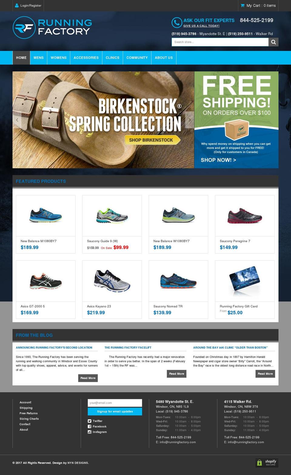 runningfactory.com shopify website screenshot