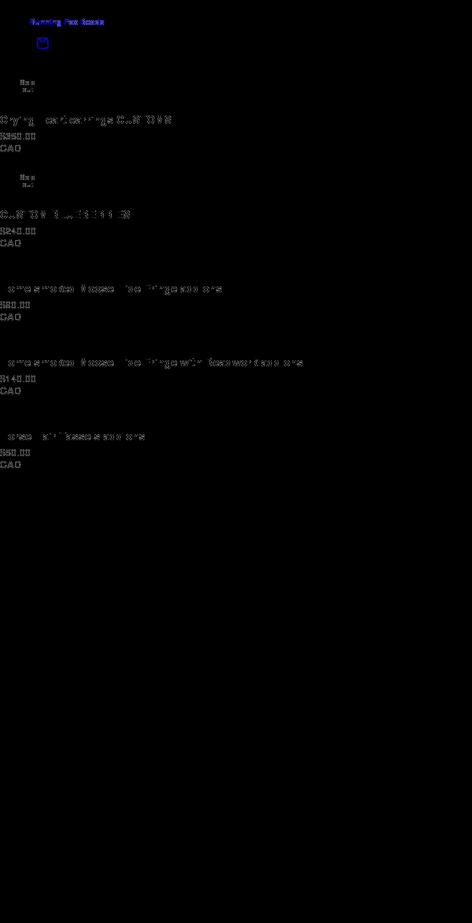 runningfoxbeads.com shopify website screenshot