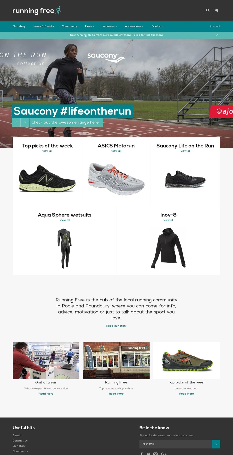 runningfree.net shopify website screenshot