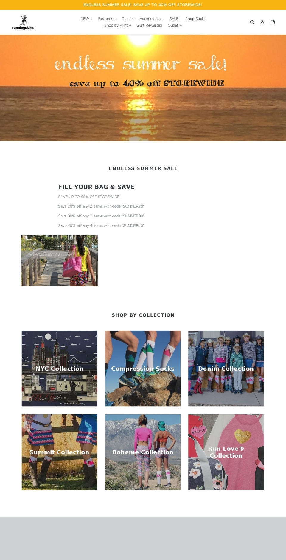 runningskirts.com shopify website screenshot