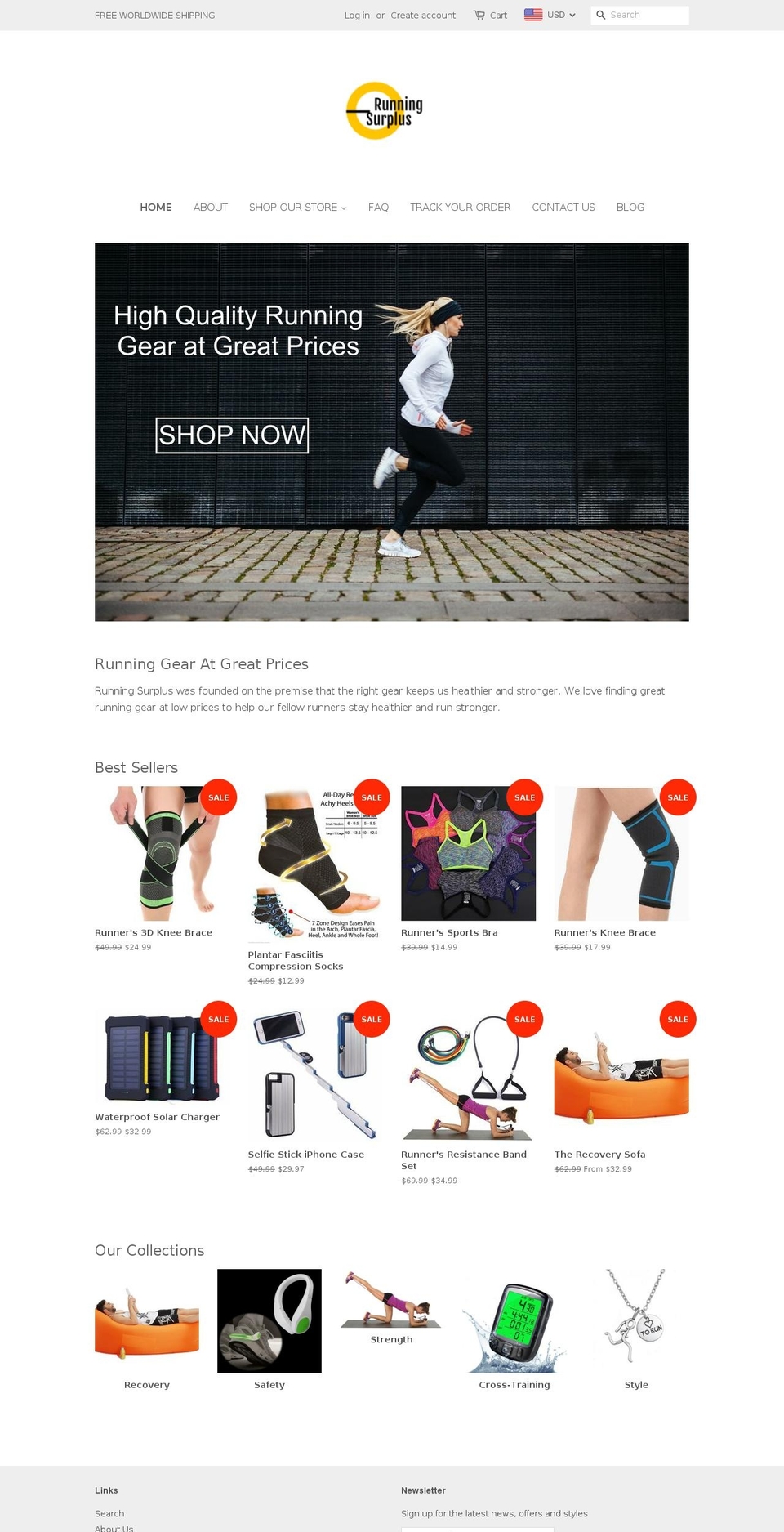 runningsurplus.com — Shopify storefront screenshot