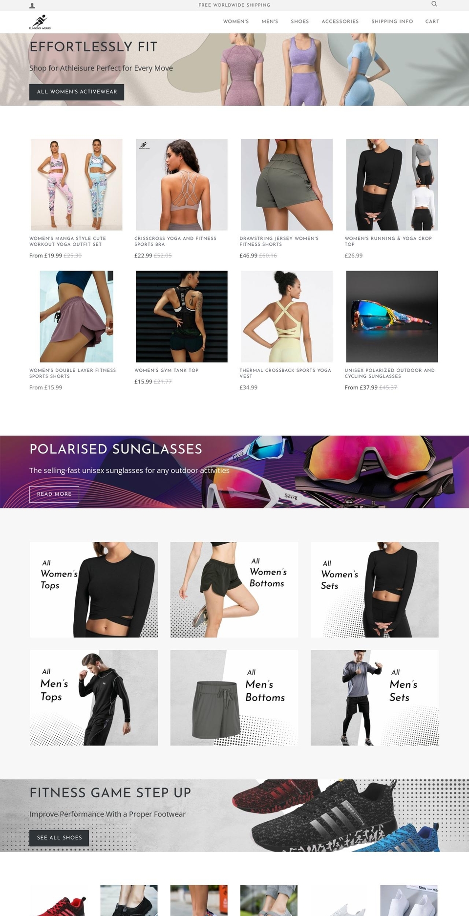 runningwears.com shopify website screenshot