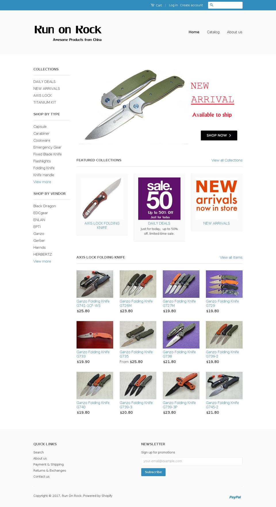 runonrock.com shopify website screenshot