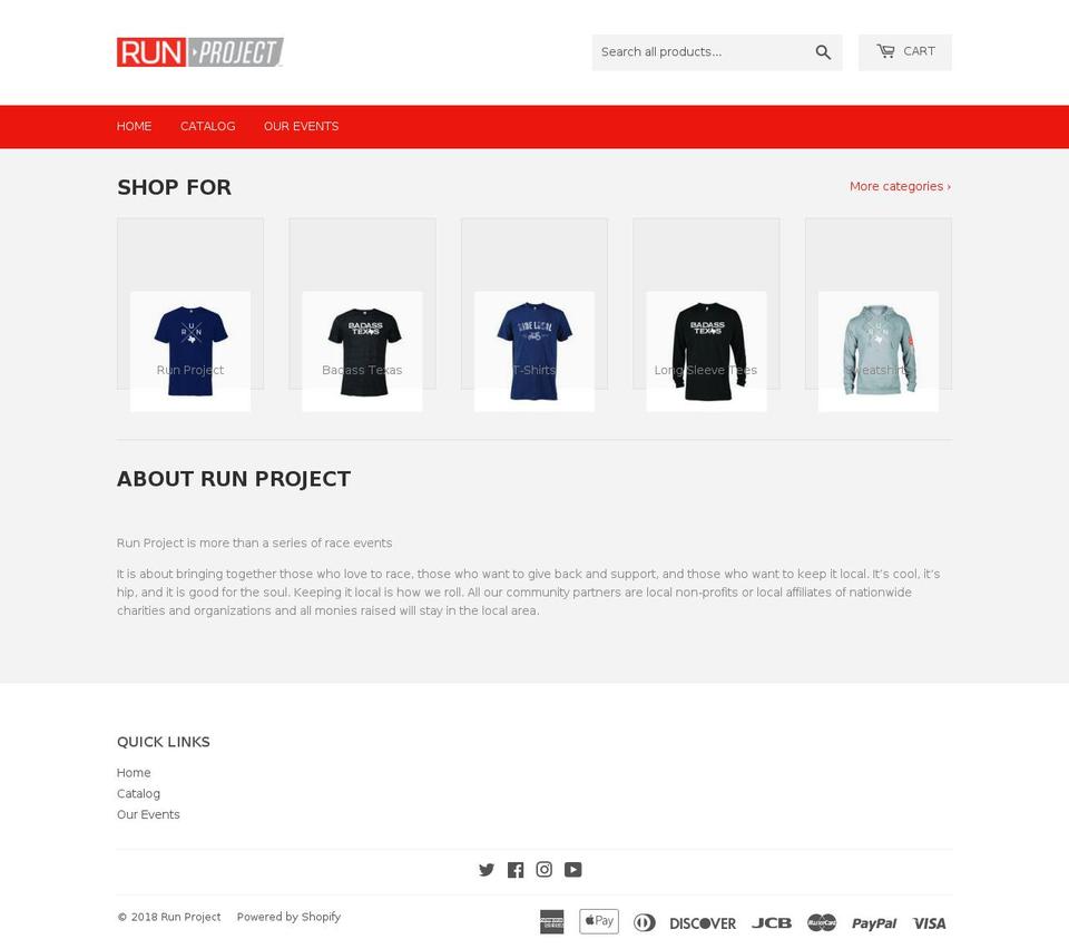 runprojectgear.com shopify website screenshot