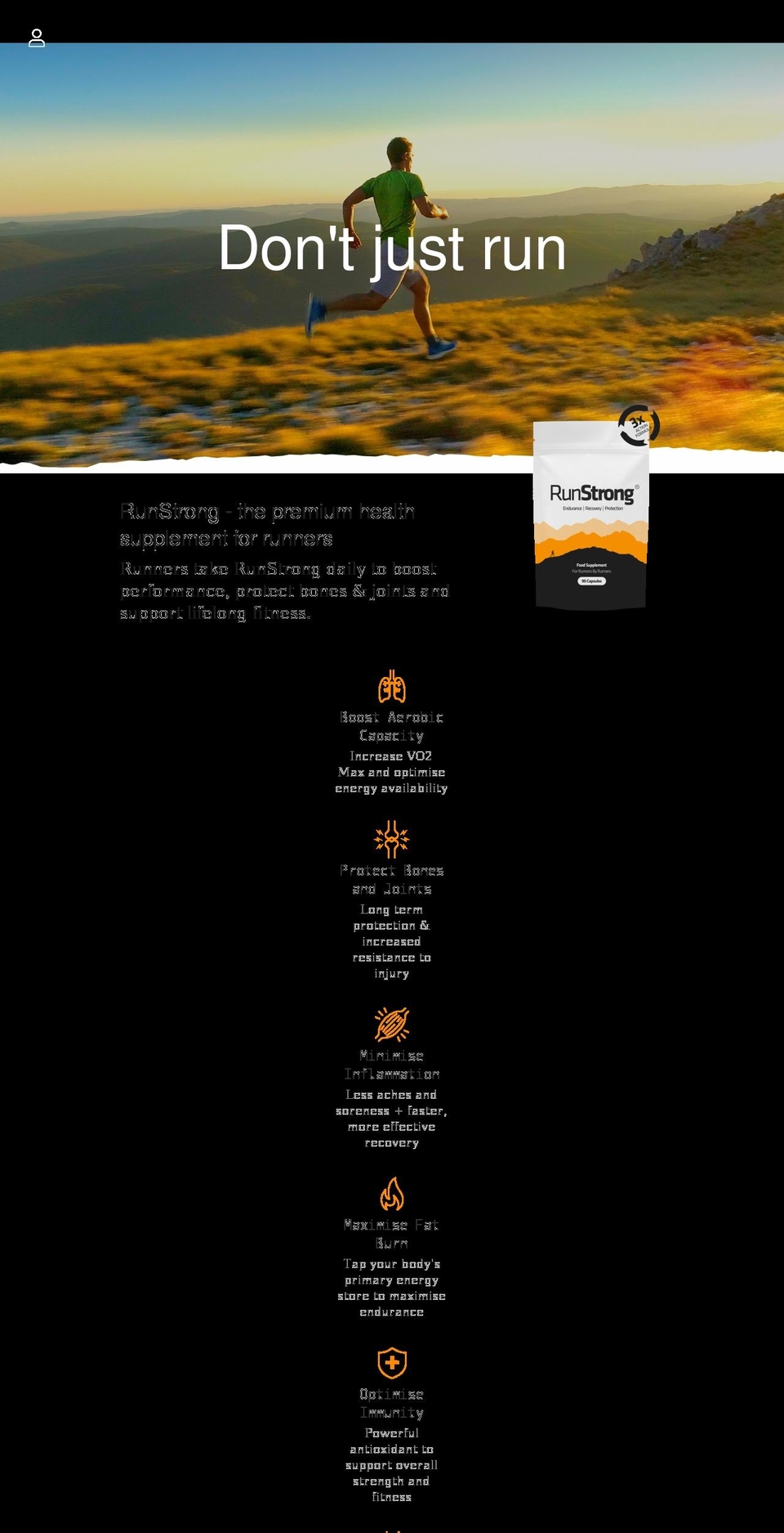 runstrong.co.uk shopify website screenshot