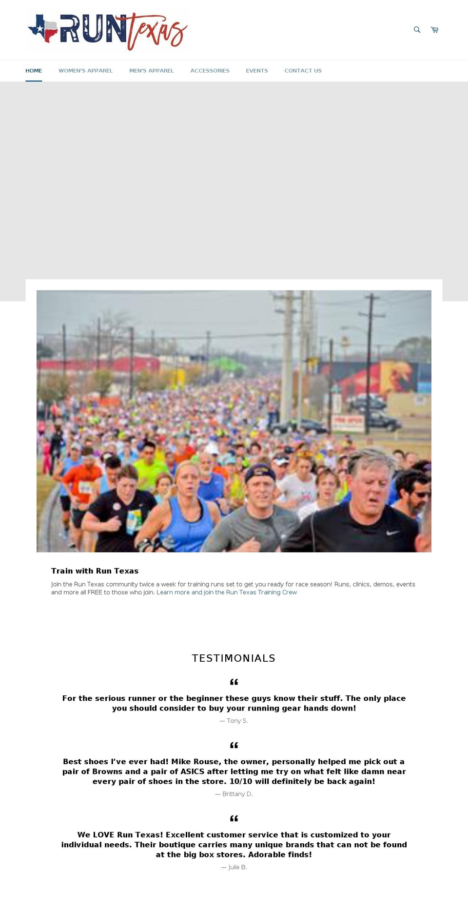 runtexasfrisco.com — Shopify storefront screenshot