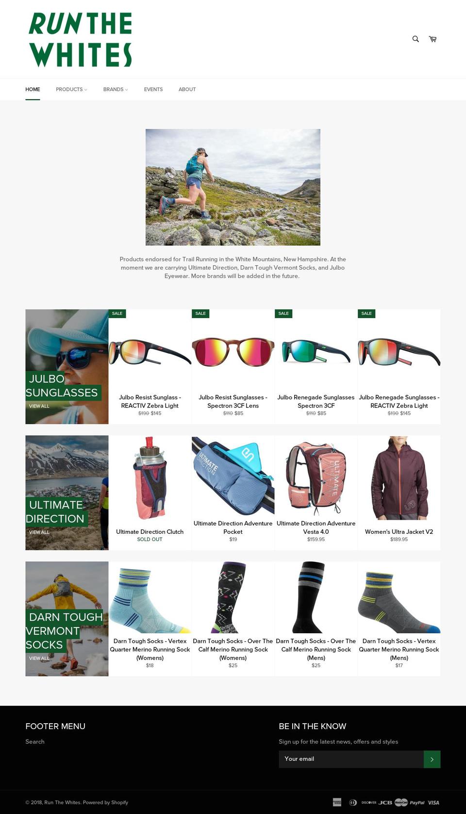 runthewhites.com — Shopify storefront screenshot