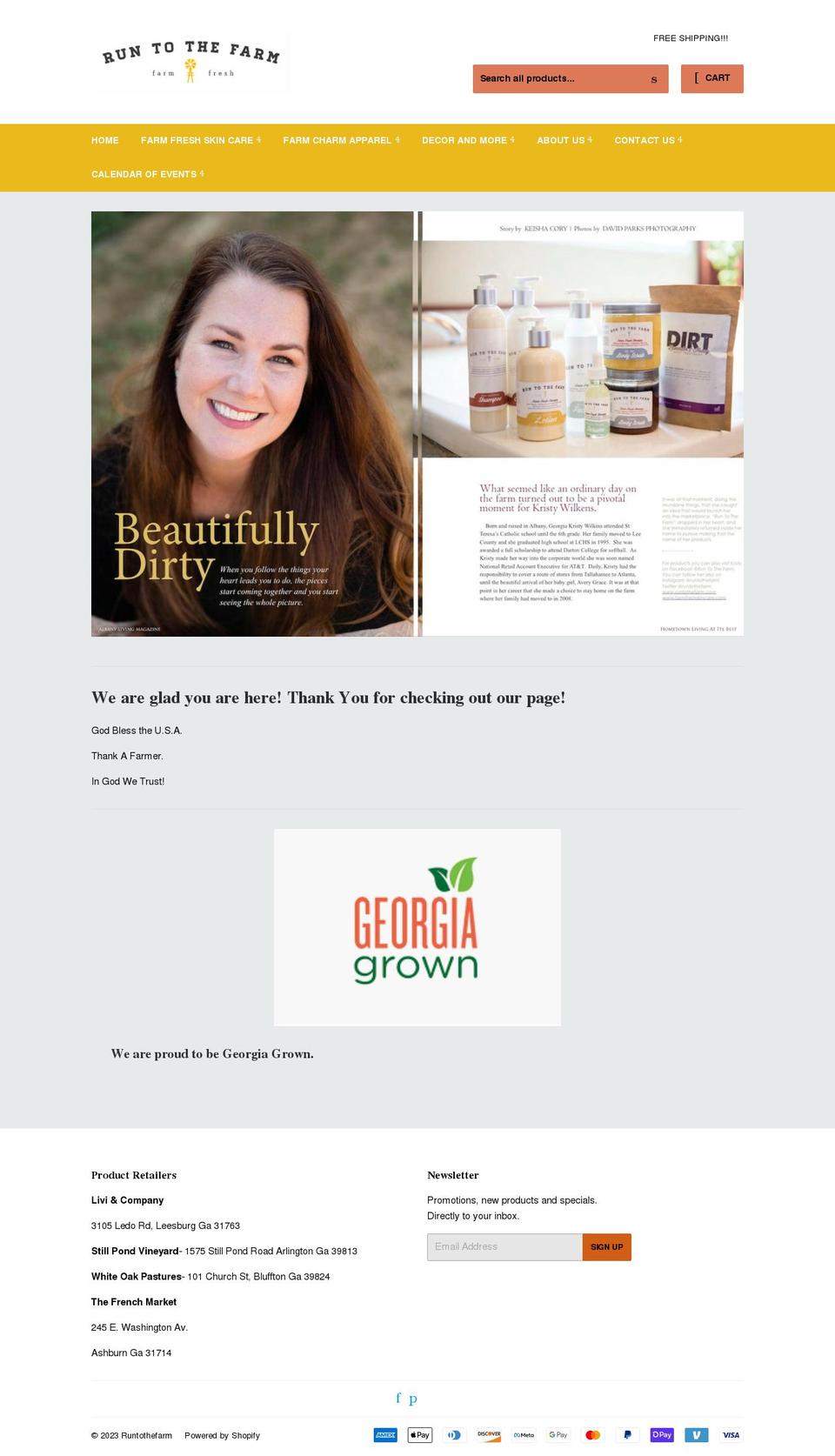 runtothefarm.com shopify website screenshot