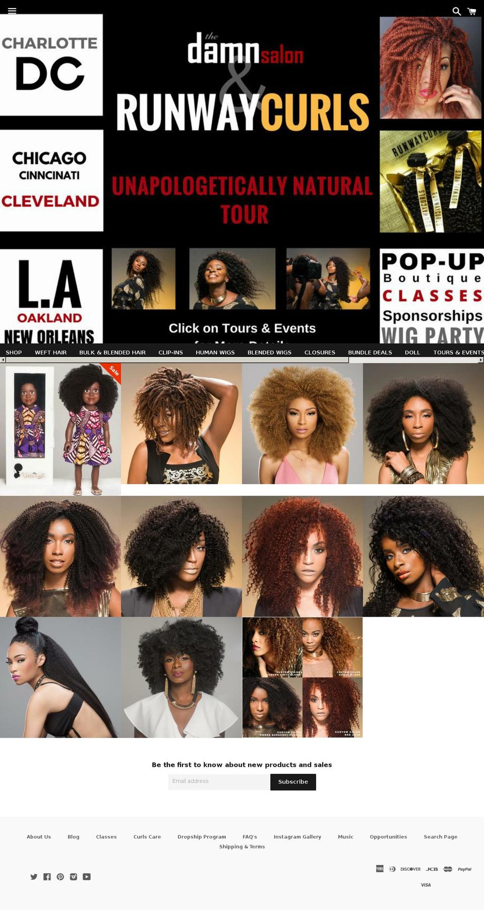 runwaycurls.com shopify website screenshot