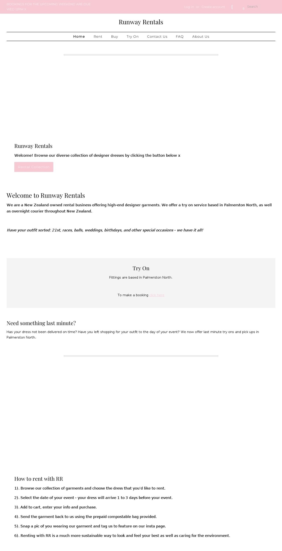 runwayrentals.co.nz shopify website screenshot