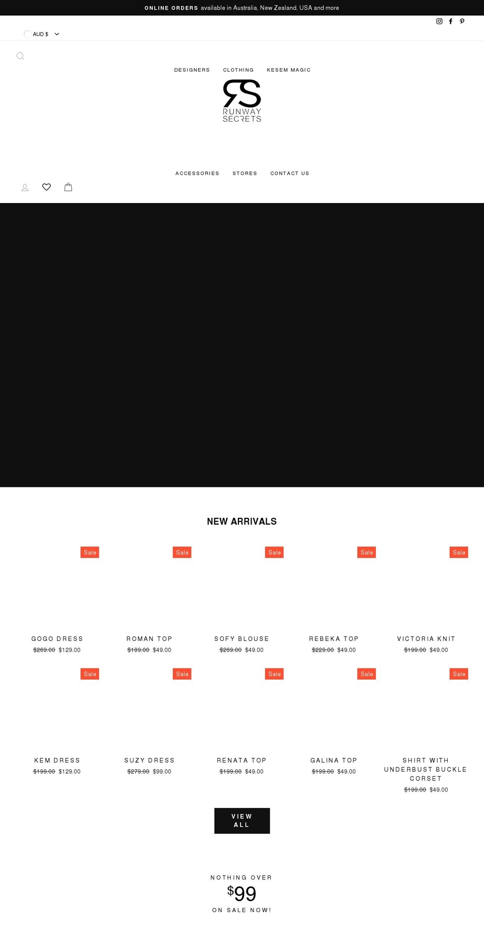 runwaysecrets.com.au shopify website screenshot