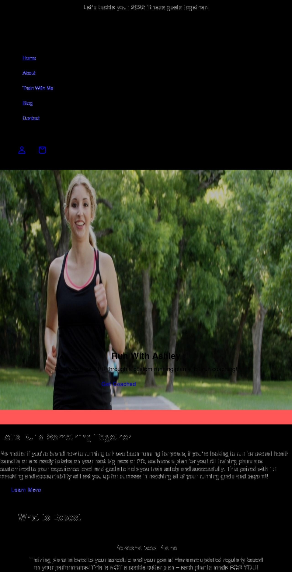 runwithashley.com shopify website screenshot