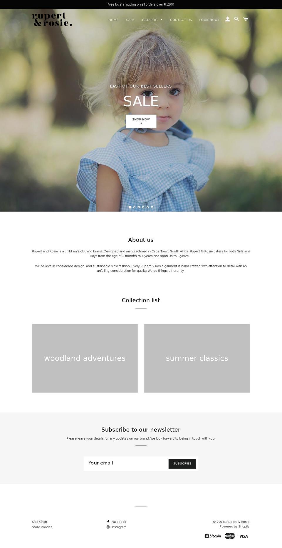 rupertandrosie.com — Shopify storefront screenshot