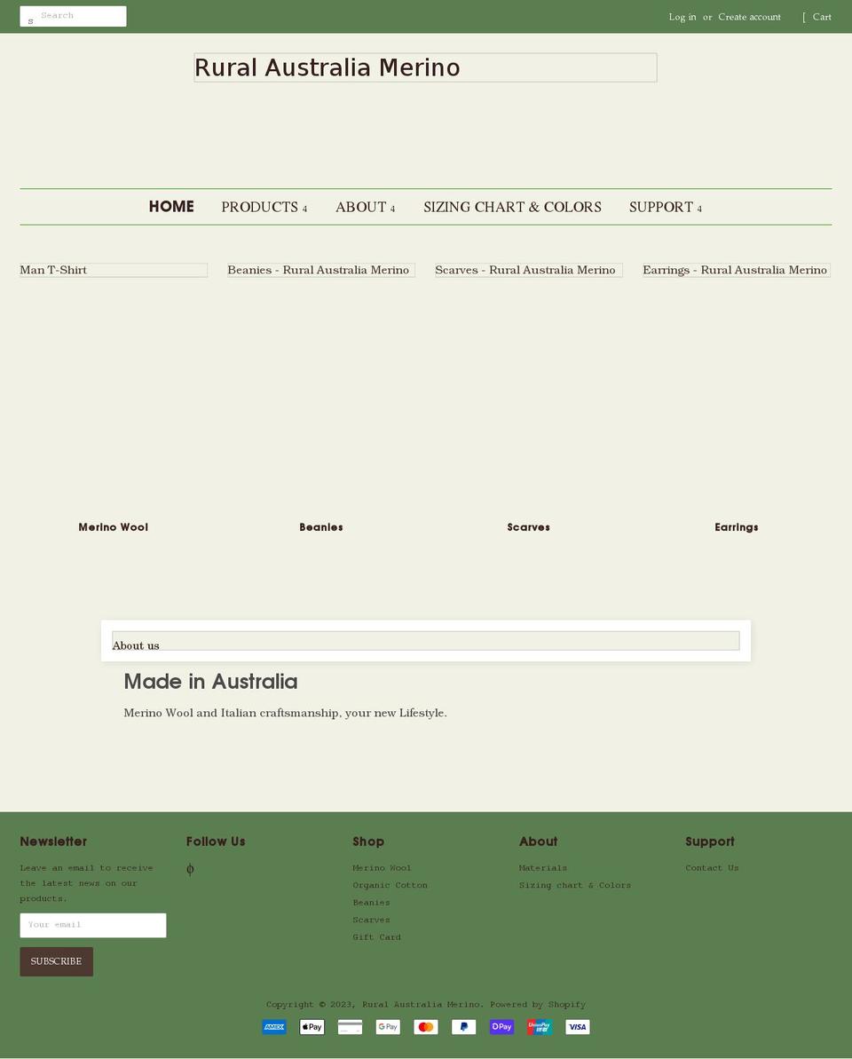 ruralaustraliamerino.com shopify website screenshot
