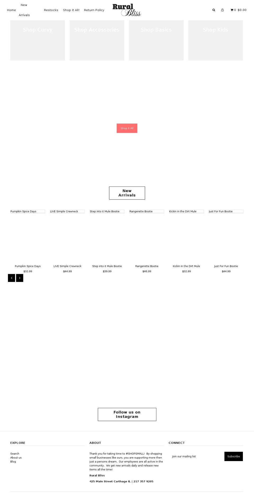 ruralbliss.net shopify website screenshot