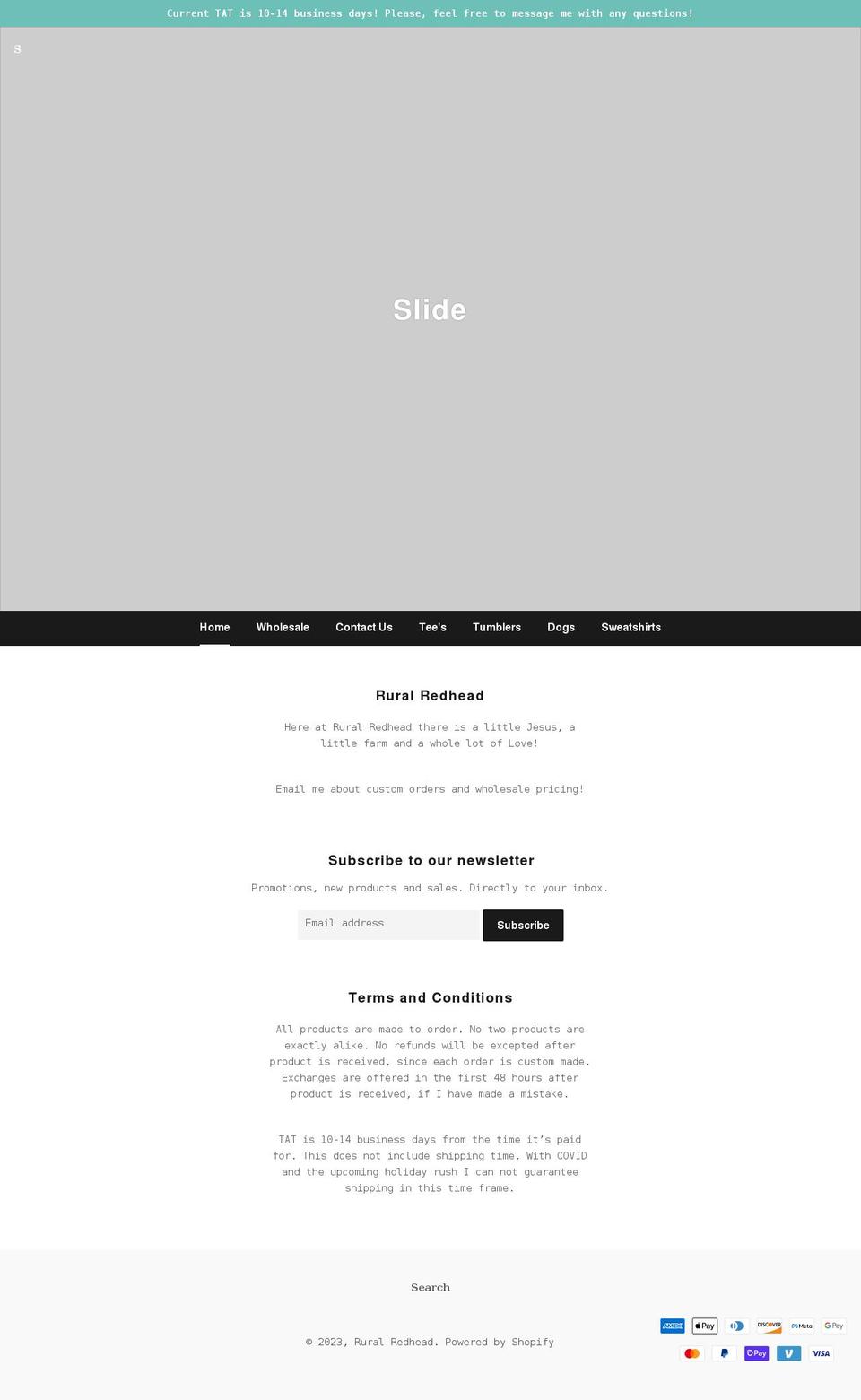 ruralredheadshop.com shopify website screenshot